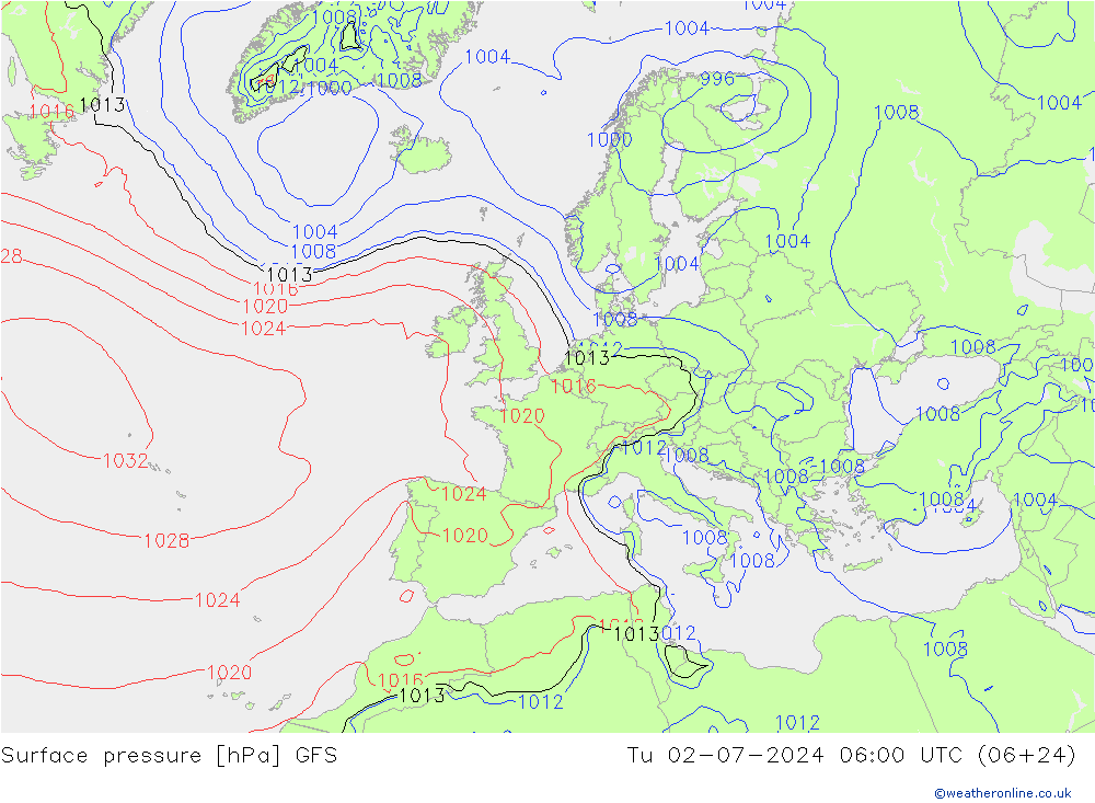 Luchtdruk (Grond) GFS di 02.07.2024 06 UTC