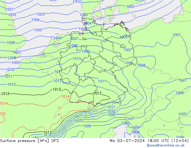 地面气压 GFS 星期三 03.07.2024 18 UTC