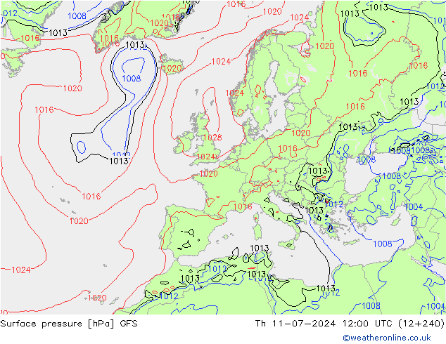 Luchtdruk (Grond) GFS do 11.07.2024 12 UTC