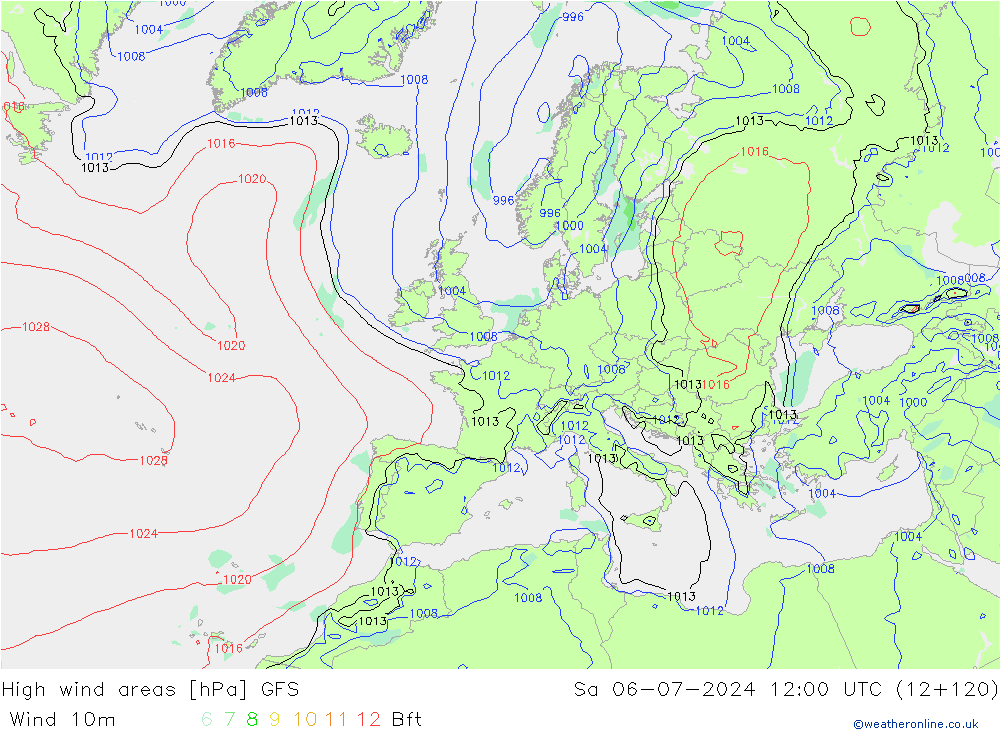 Windvelden GFS za 06.07.2024 12 UTC