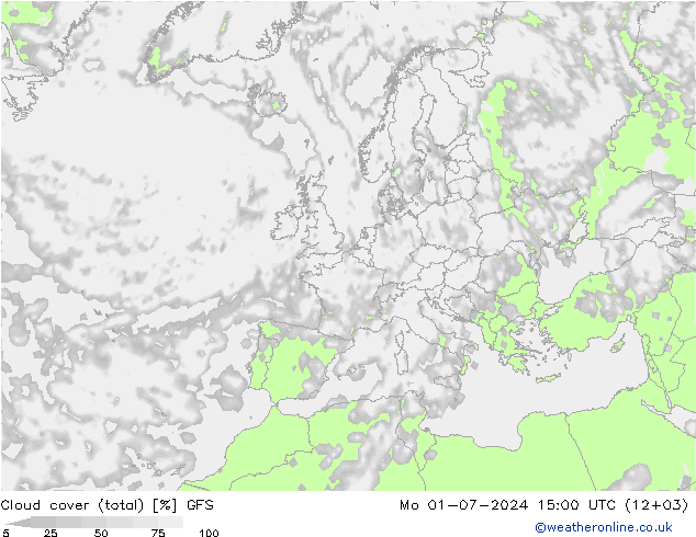 Bewolking (Totaal) GFS ma 01.07.2024 15 UTC