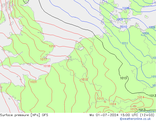 地面气压 GFS 星期一 01.07.2024 15 UTC