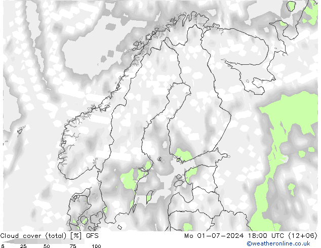 Bewolking (Totaal) GFS ma 01.07.2024 18 UTC