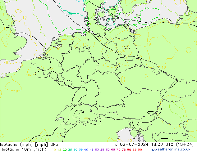 Isotachen (mph) GFS di 02.07.2024 18 UTC