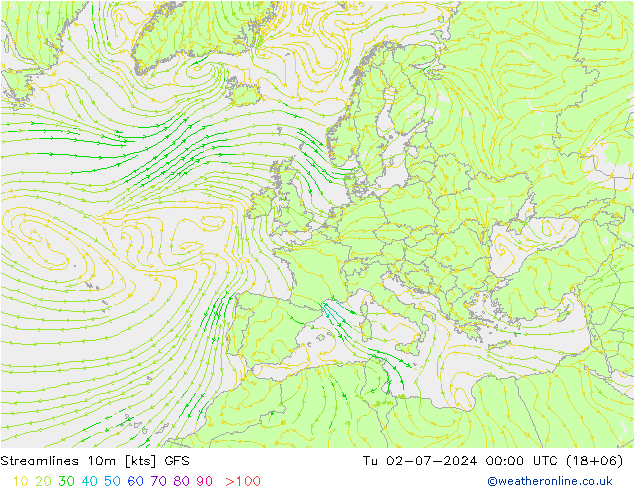 风 10m GFS 星期二 02.07.2024 00 UTC