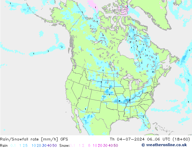 Regen/Sneeuwval GFS do 04.07.2024 06 UTC