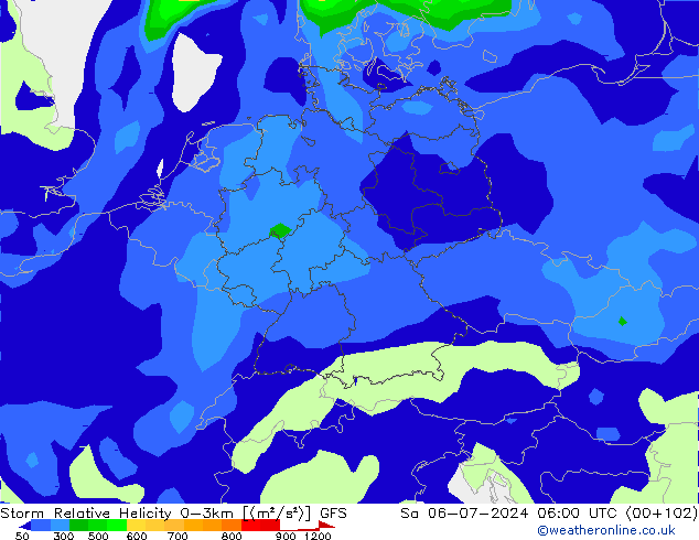 Storm Relative Helicity GFS za 06.07.2024 06 UTC