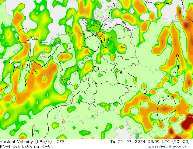 Convection-Index GFS 星期二 02.07.2024 06 UTC