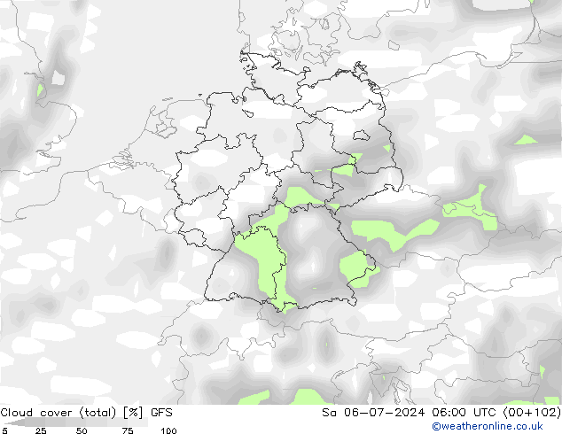 Bewolking (Totaal) GFS za 06.07.2024 06 UTC