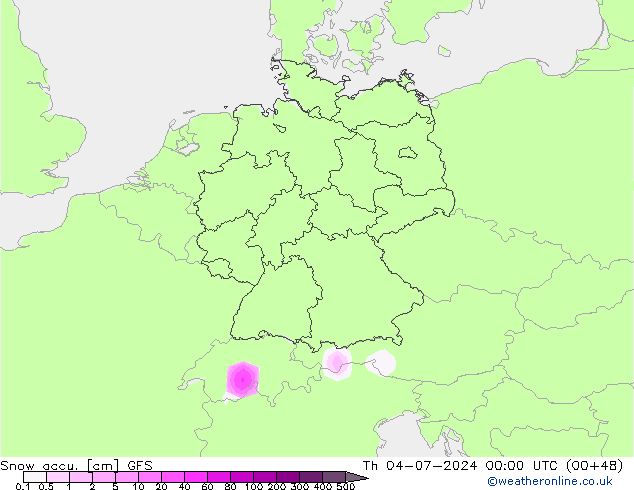 Totale sneeuw GFS do 04.07.2024 00 UTC