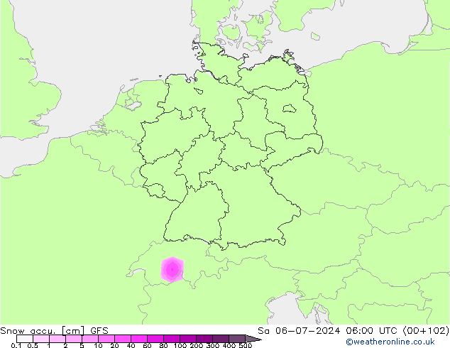 Totale sneeuw GFS za 06.07.2024 06 UTC