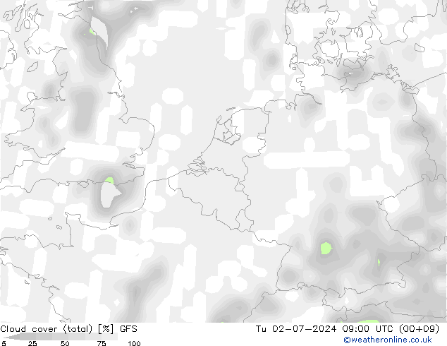 云 (总) GFS 星期二 02.07.2024 09 UTC