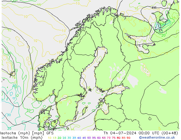Isotachen (mph) GFS do 04.07.2024 00 UTC