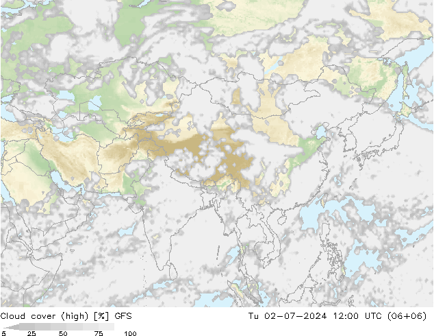 Bewolking (Hoog,Middelb.,Laag) GFS di 02.07.2024 12 UTC