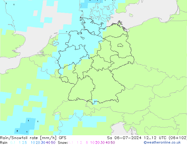 Regen/Sneeuwval GFS za 06.07.2024 12 UTC