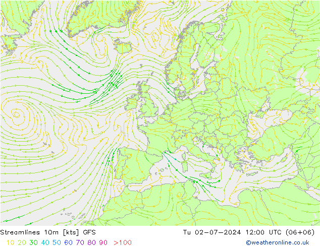 风 10m GFS 星期二 02.07.2024 12 UTC