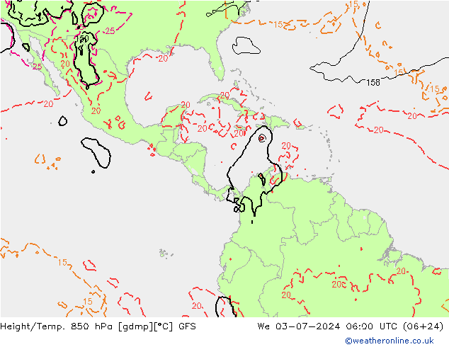 Z500/Regen(+SLP)/Z850 GFS wo 03.07.2024 06 UTC