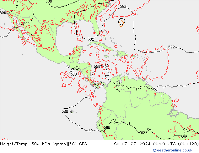 Z500/Regen(+SLP)/Z850 GFS zo 07.07.2024 06 UTC