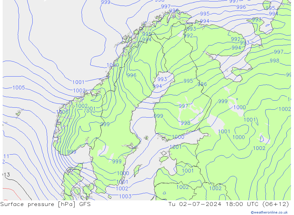 Luchtdruk (Grond) GFS di 02.07.2024 18 UTC