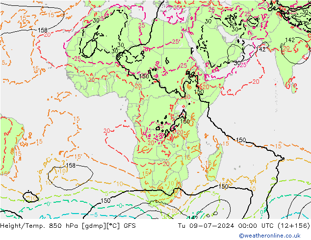 Z500/Regen(+SLP)/Z850 GFS di 09.07.2024 00 UTC