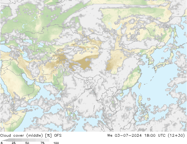 Bewolking (Middelb.) GFS wo 03.07.2024 18 UTC