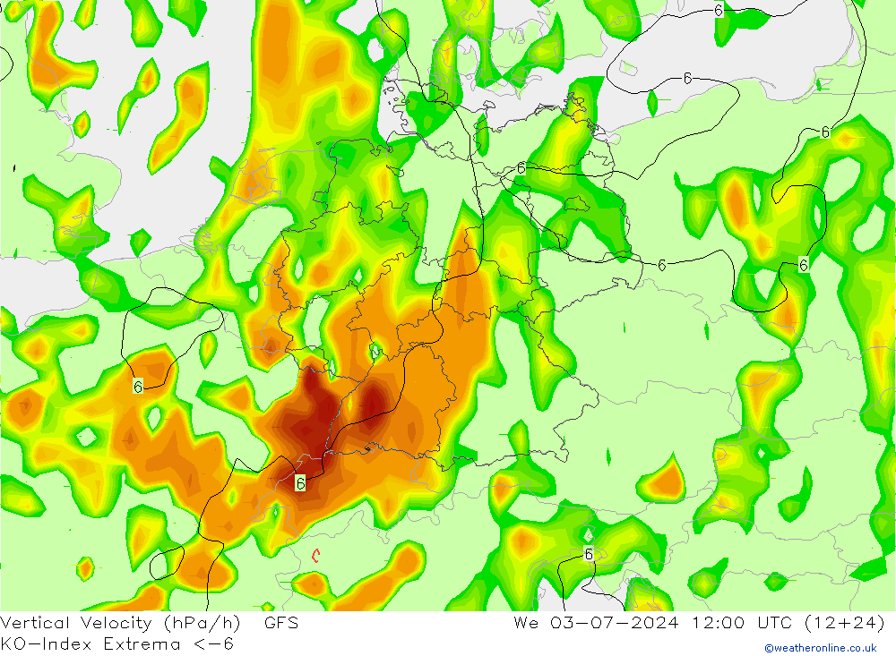 Convection-Index GFS 星期三 03.07.2024 12 UTC