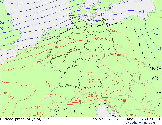 地面气压 GFS 星期日 07.07.2024 06 UTC