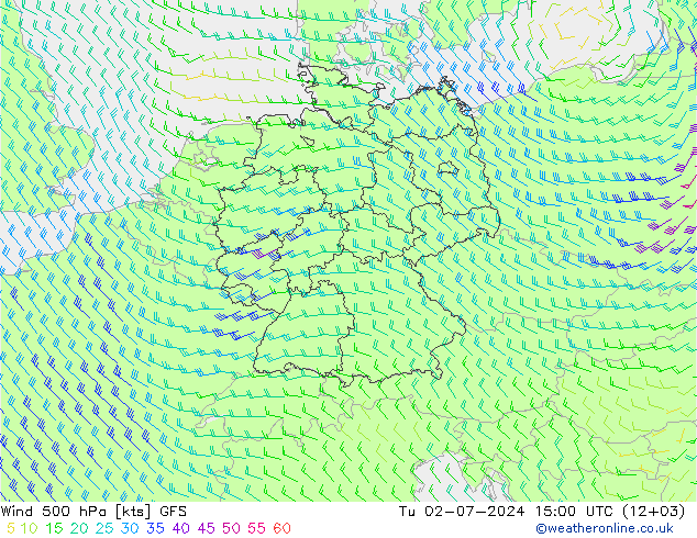 风 500 hPa GFS 星期二 02.07.2024 15 UTC