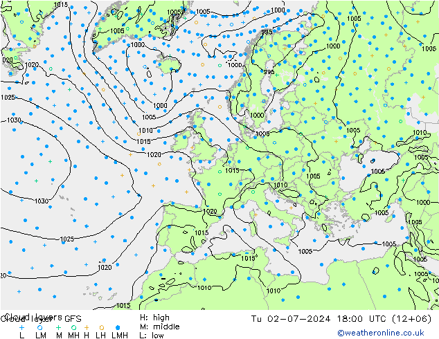 Wolkenlagen GFS di 02.07.2024 18 UTC