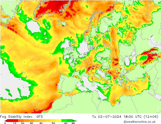 Fog Stability Index GFS di 02.07.2024 18 UTC