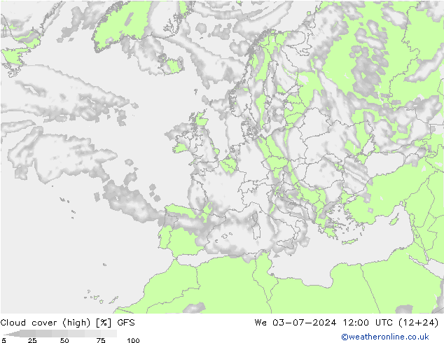 Bewolking (Hoog) GFS wo 03.07.2024 12 UTC