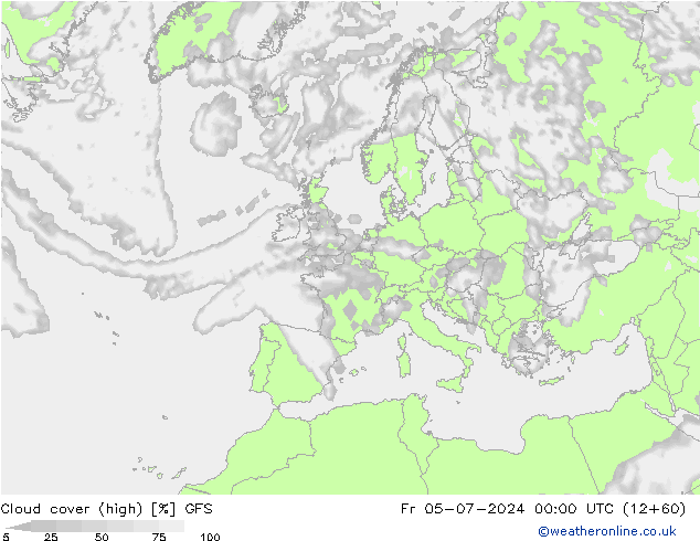 Bewolking (Hoog) GFS vr 05.07.2024 00 UTC