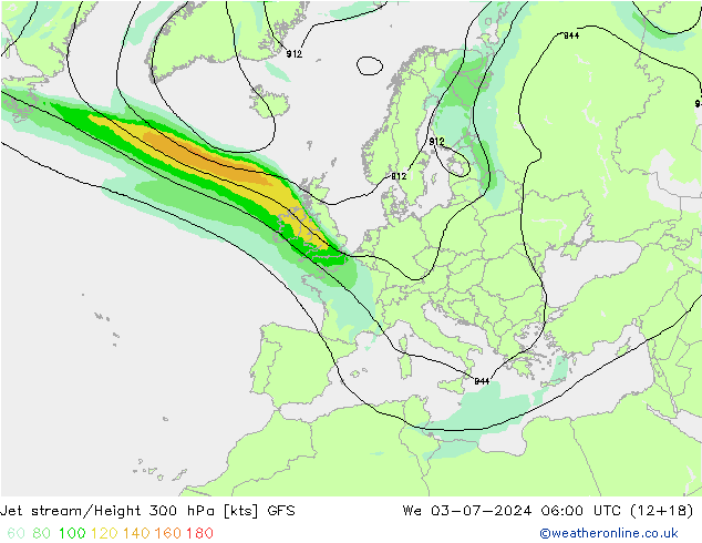 高速氣流 GFS 星期三 03.07.2024 06 UTC