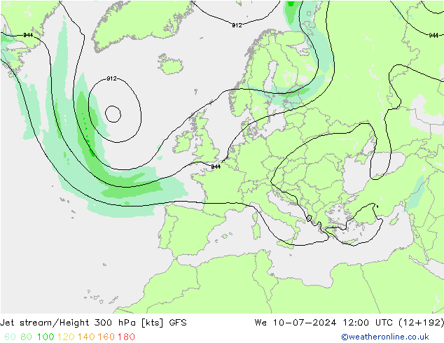 高速氣流 GFS 星期三 10.07.2024 12 UTC