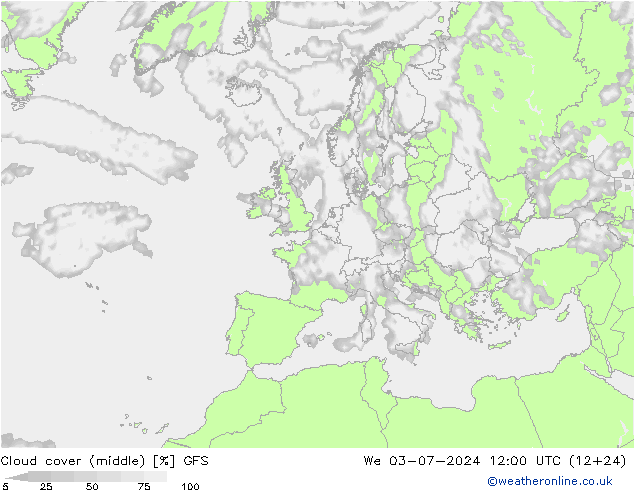 Bewolking (Middelb.) GFS wo 03.07.2024 12 UTC