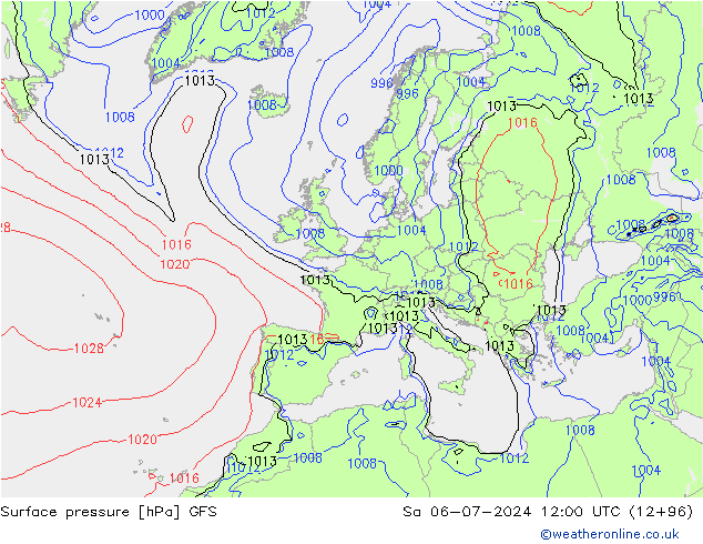 Luchtdruk (Grond) GFS za 06.07.2024 12 UTC