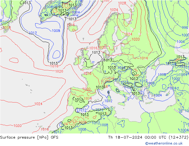 地面气压 GFS 星期四 18.07.2024 00 UTC