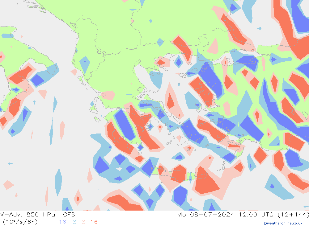 V-Adv. 850 hPa GFS ma 08.07.2024 12 UTC