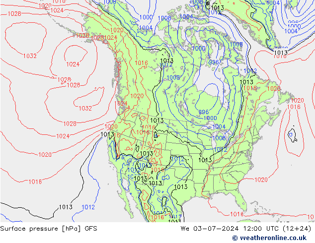 地面气压 GFS 星期三 03.07.2024 12 UTC
