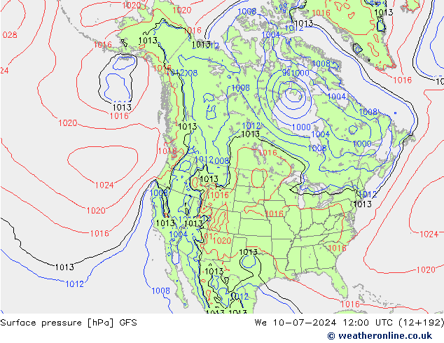 地面气压 GFS 星期三 10.07.2024 12 UTC