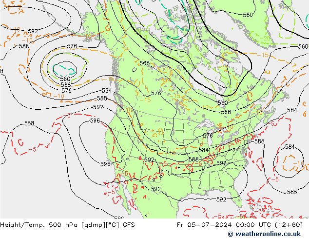 Z500/Rain (+SLP)/Z850 GFS 星期五 05.07.2024 00 UTC