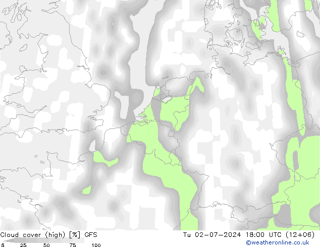 Bewolking (Hoog) GFS di 02.07.2024 18 UTC