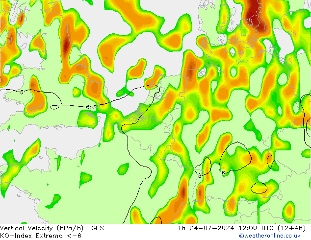 Convectie-Index GFS do 04.07.2024 12 UTC