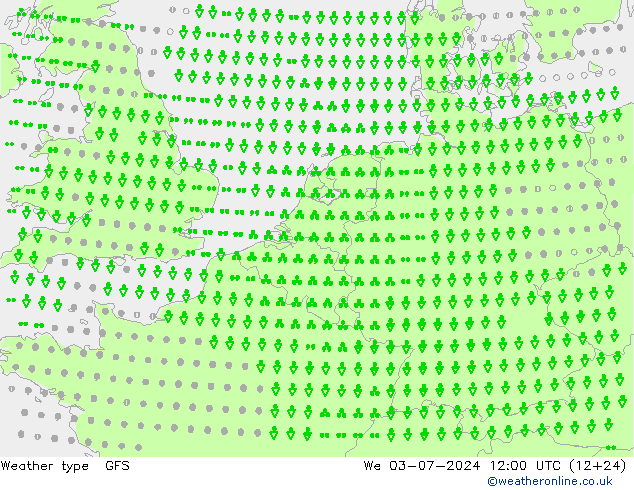 降水类型 GFS 星期三 03.07.2024 12 UTC