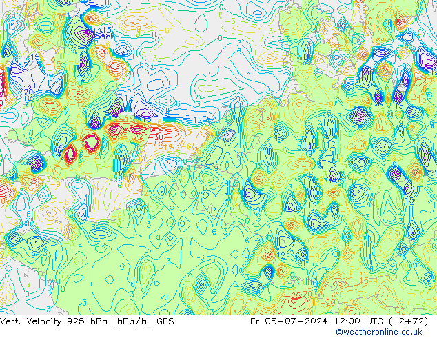 Vert. snelheid 925 hPa GFS vr 05.07.2024 12 UTC