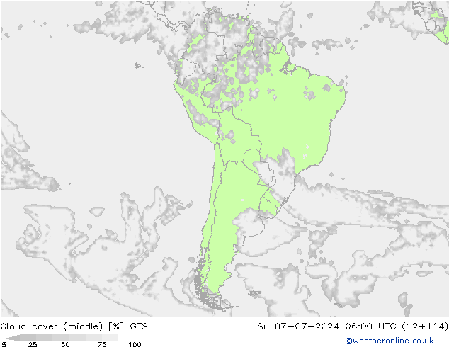Bewolking (Middelb.) GFS zo 07.07.2024 06 UTC