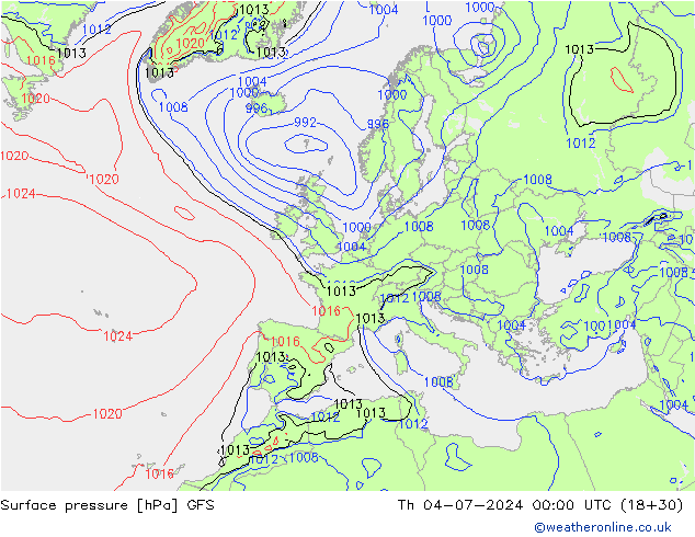 Luchtdruk (Grond) GFS do 04.07.2024 00 UTC