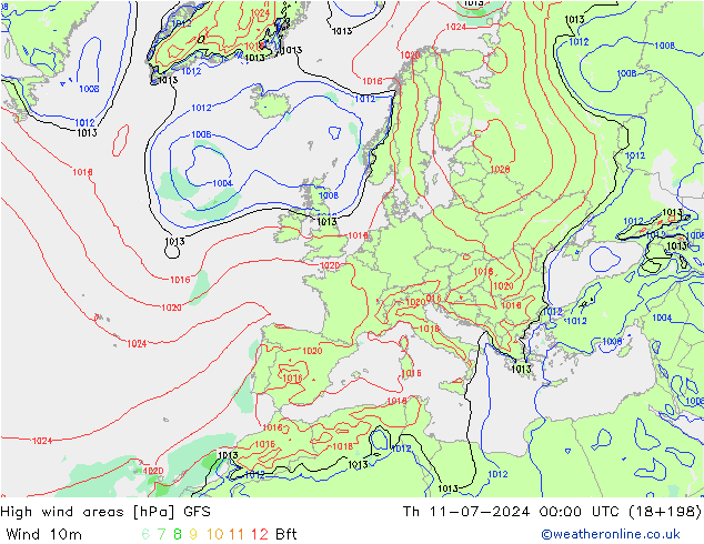 Windvelden GFS do 11.07.2024 00 UTC