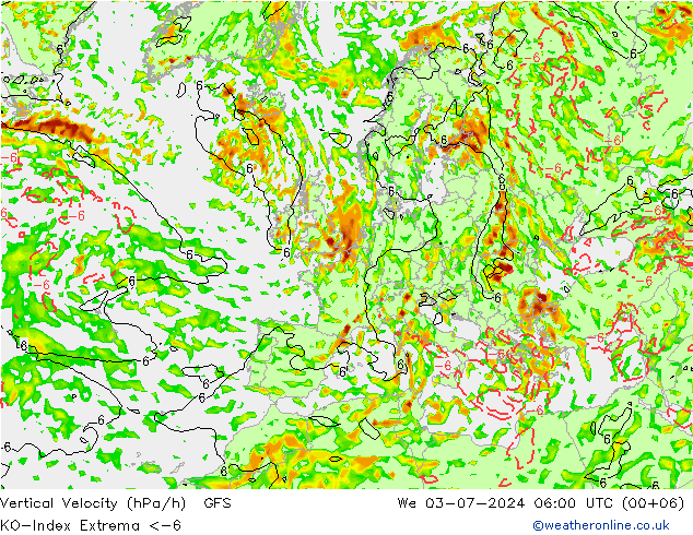 Convectie-Index GFS wo 03.07.2024 06 UTC