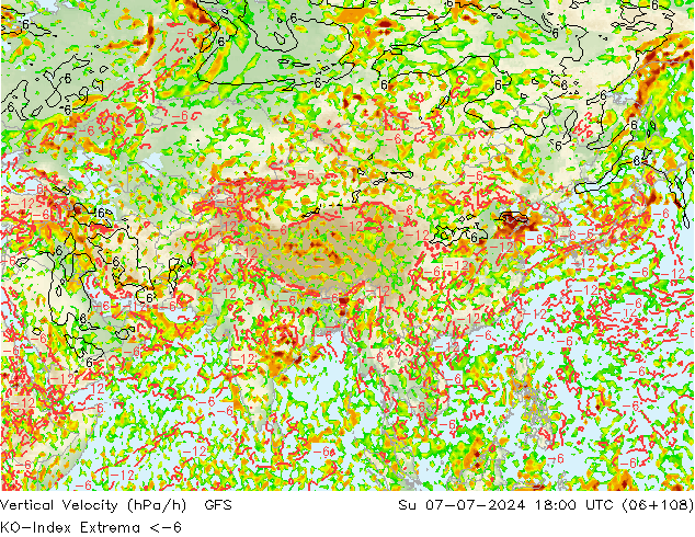 Convectie-Index GFS zo 07.07.2024 18 UTC